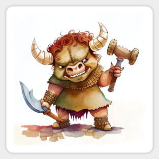 Cute Watercolor Minotaur Sticker